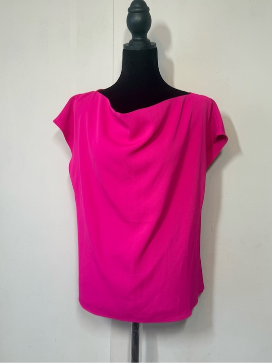 MELLODAY Tops - MELLODAY Hot Pink Cowl Neck Cap Sleeve Blouse